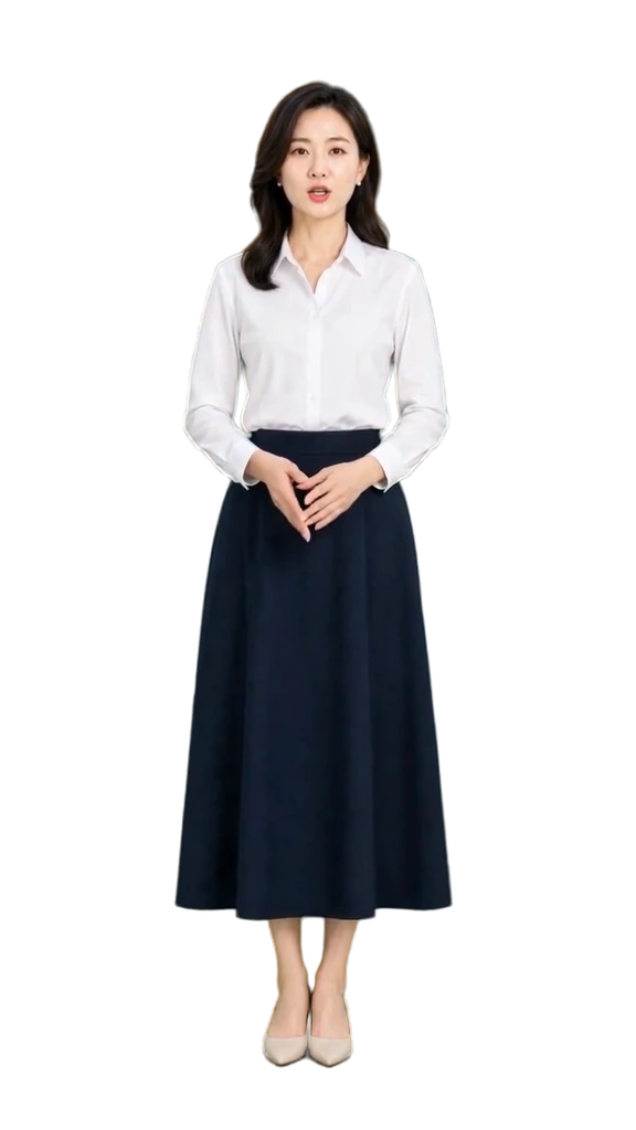 阮妍，白衣黑裙