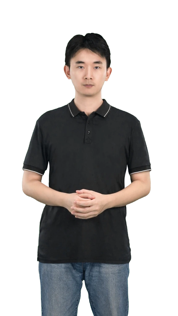 四金，黑色Polo衫