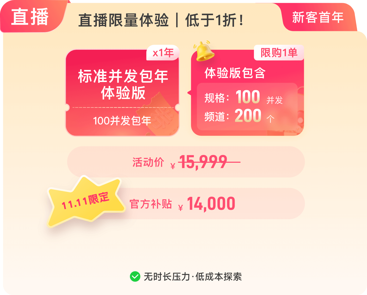 直播限量体验 | 低于 1 折